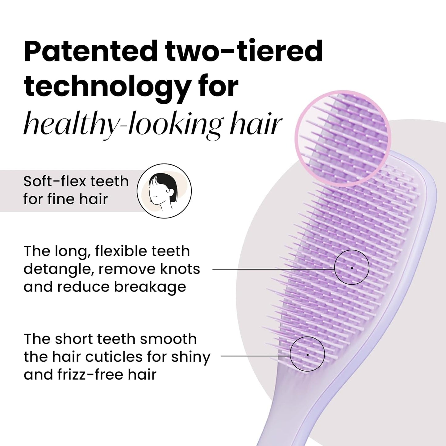 Tangle Teezer Ultimate Detangler Brush Duo - Fine & Fragile Hair Care | Purple & Pink/Mint