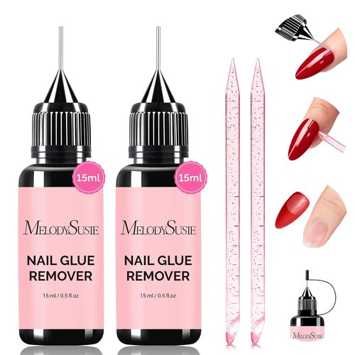 MelodySusie Nail Glue Remover - Acetone-Free Formula for Press-On Nails | 2PCS Multi-Functional Liquid