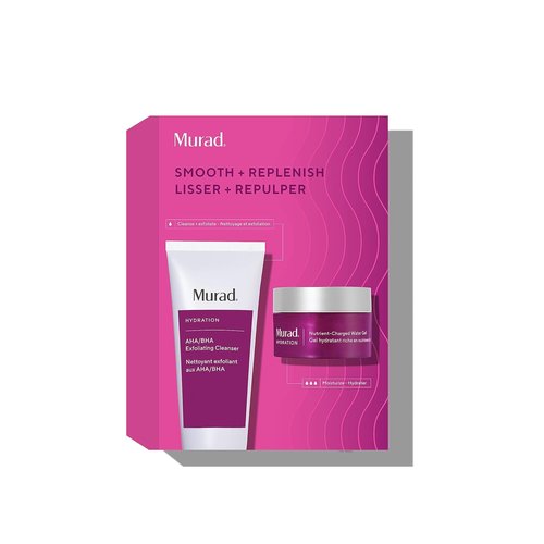 Murad Smooth & Replenish Value Set - Full-Size AHA/BHA Cleanser & Water Gel Moisturizer - $117 Value