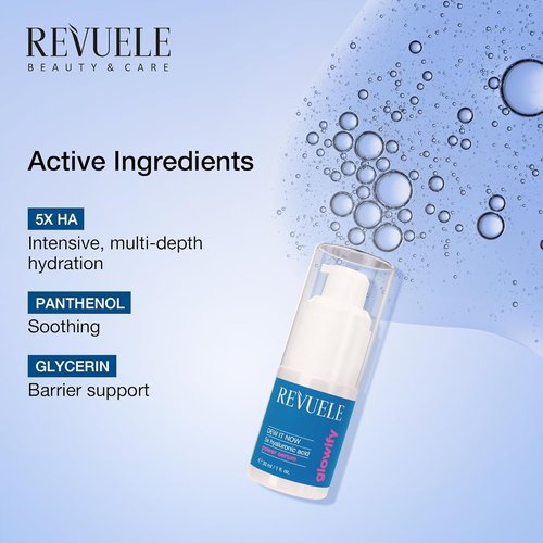 Revuele Dew It Now Power Serum - Hydrating Facial Serum with 5 Hyaluronic Acids & Panthenol | 1 fl. oz - Vegan & Cruelty-Free