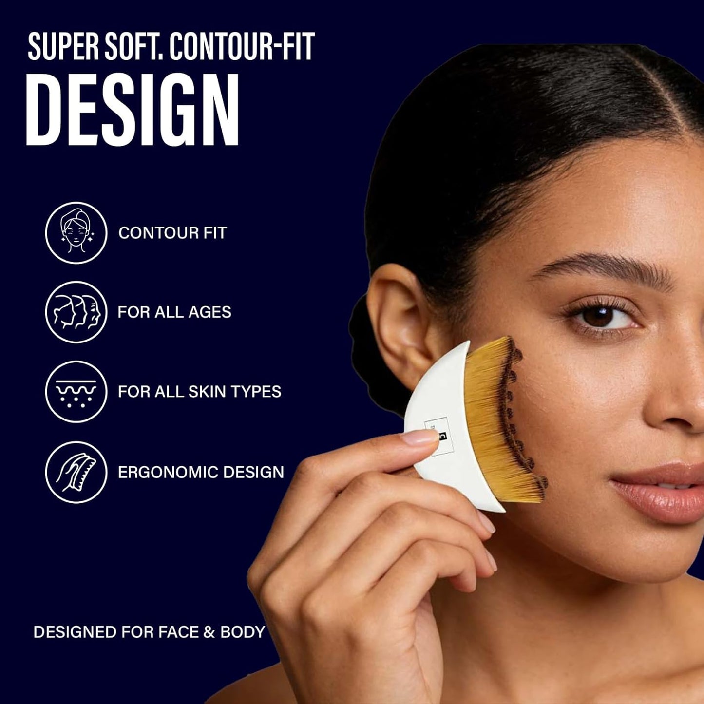 Skiennix Lymphatic Contour Face Brush - Ultra Soft Bristles & Ergonomic Handle for Radiant Skin