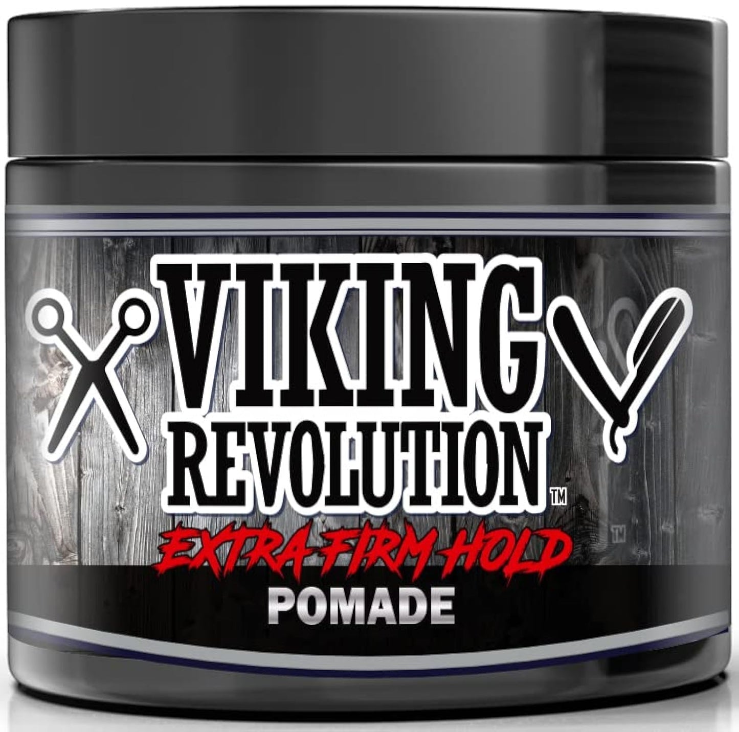 Viking Revolution Extreme Hold Pomade for Men - Extra Firm, High Shine Hair Styling - 4oz Water-Based Formula
