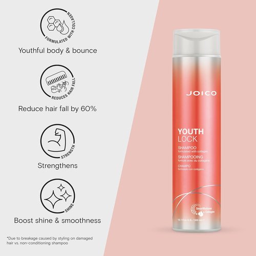 Joico YouthLock Shampoo - Collagen-Infused Formula for Youthful Body & Bounce | Reduces Breakage & Frizz