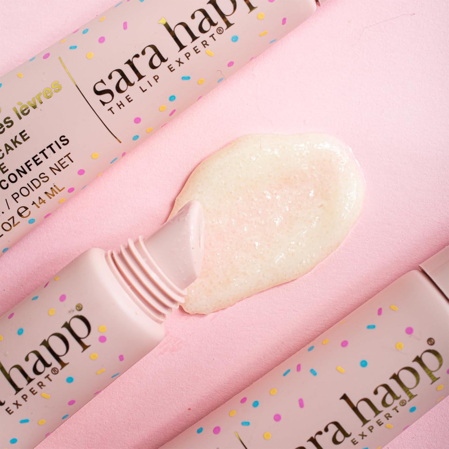 sara happ Confetti Cake Lip Scrub: Exfoliate, Moisturize, Smooth Lips with Almond Oil and Vitamin E, Enhance Lip Color