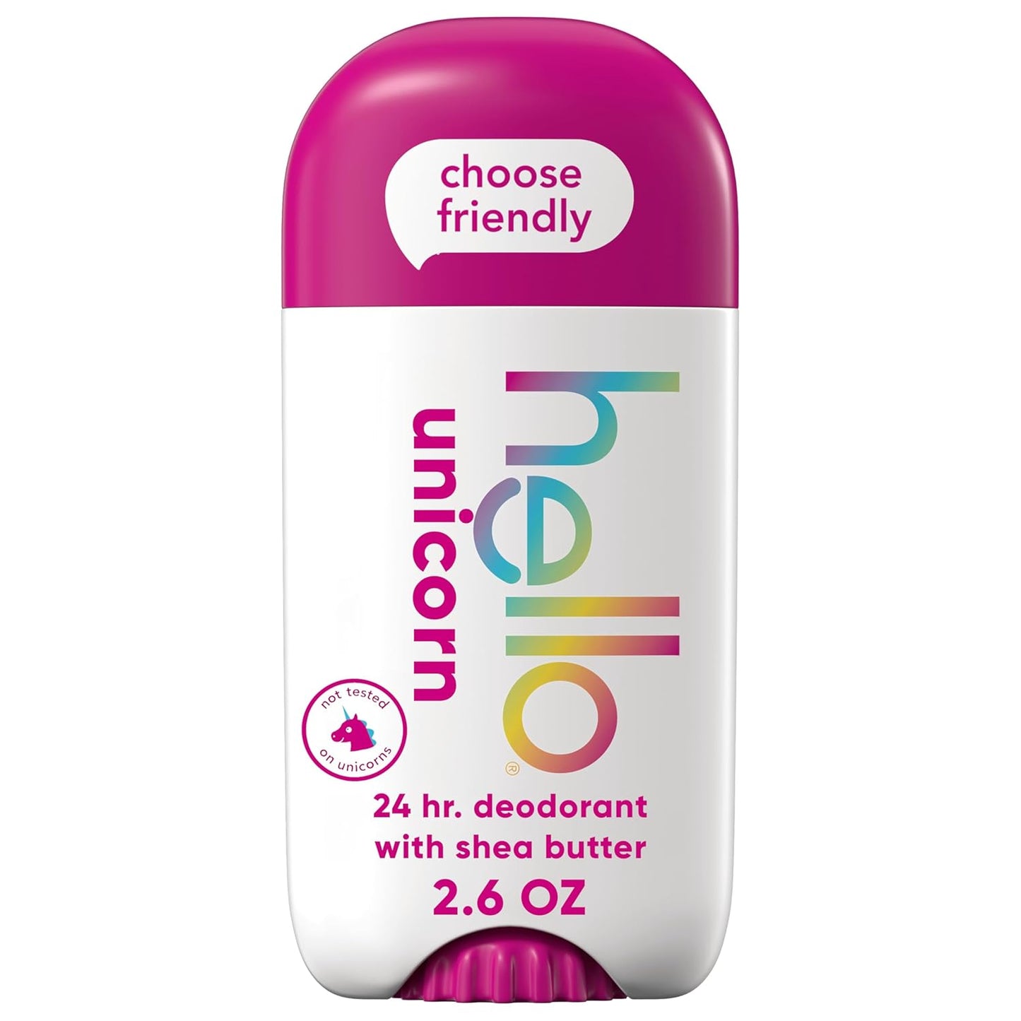 Hello Unicorn Aluminum-Free Deodorant - 24-Hour Freshness with Shea Butter | Baking Soda Free, 2.6 oz Stick