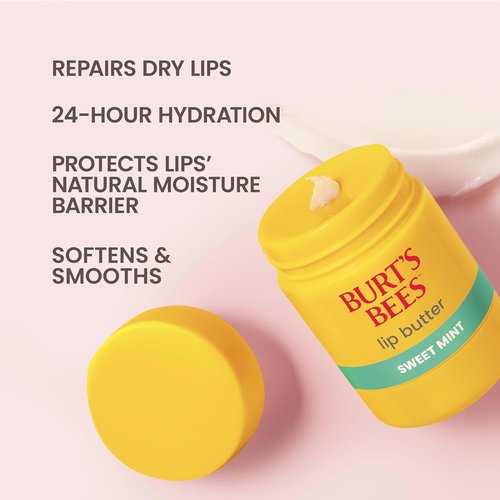 Burt's Bees Sweet Mint Lip Butter - 24-Hour Hydration & Repair for Dry Lips | 0.5 Oz, Antioxidant-Rich Formula