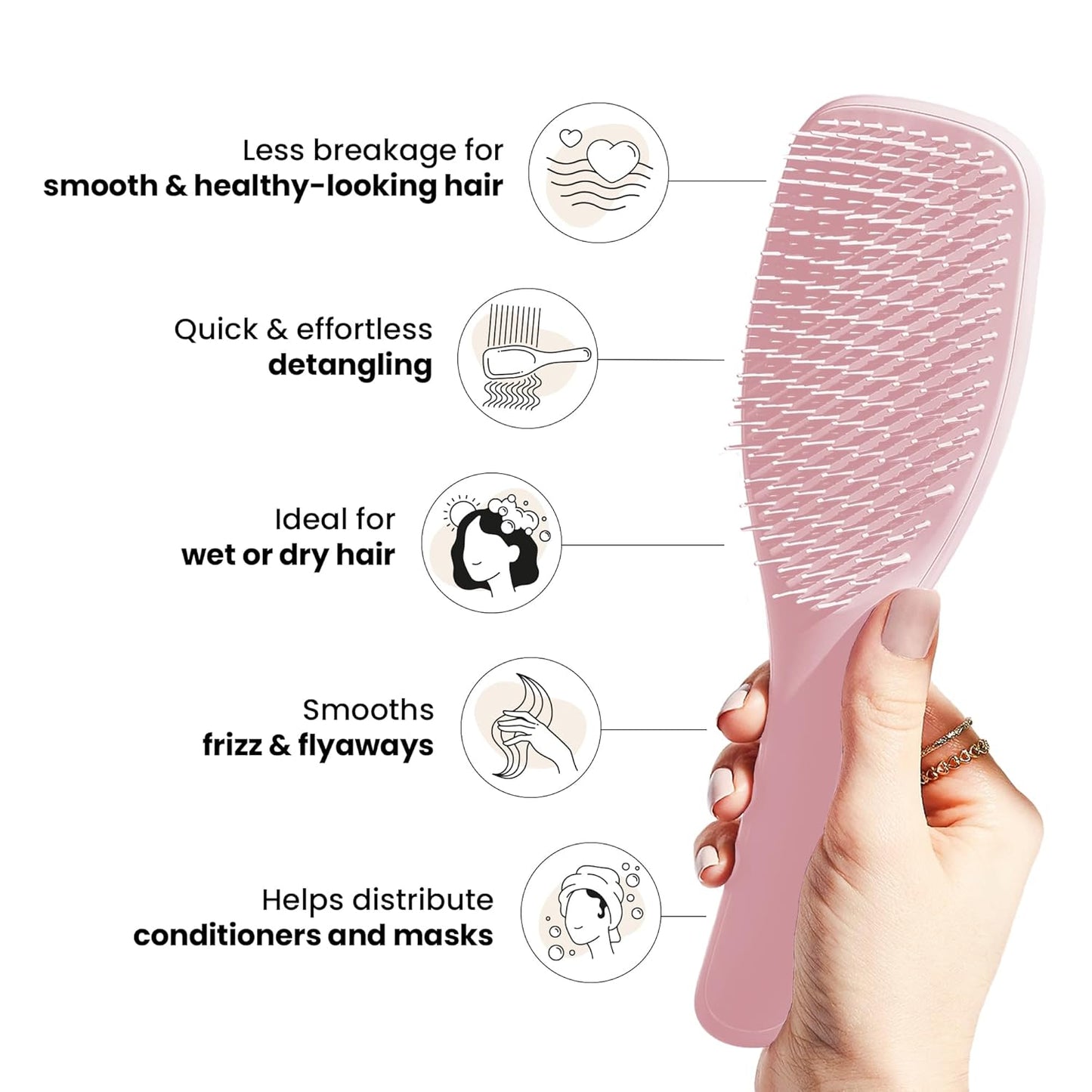Tangle Teezer Ultimate Detangler Hairbrush Duo - Eliminates Knots & Reduces Breakage | Regular & Travel Size, Millennial Pink