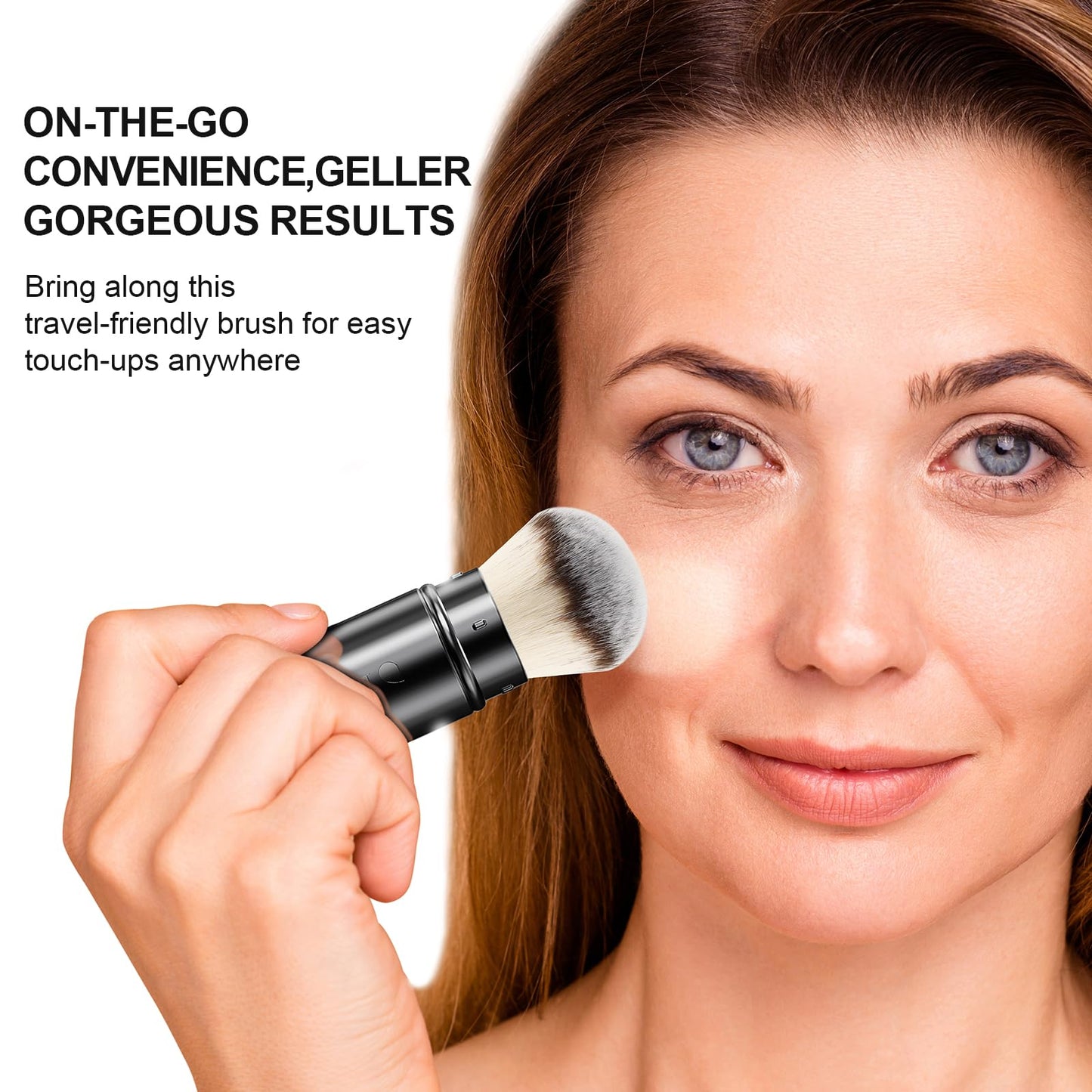 DUcare Retractable Airbrush Kabuki Brush for All Face Makeup & Foundation for Liquid, Cream and Powder Face Makeup With Aluminum Handle