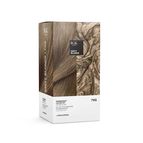 IGK Permanent Hair Dye Color Kit - 7VG Dirty Blonde | 100% Gray Coverage, Strengthens & Shines | Ammonia-Free