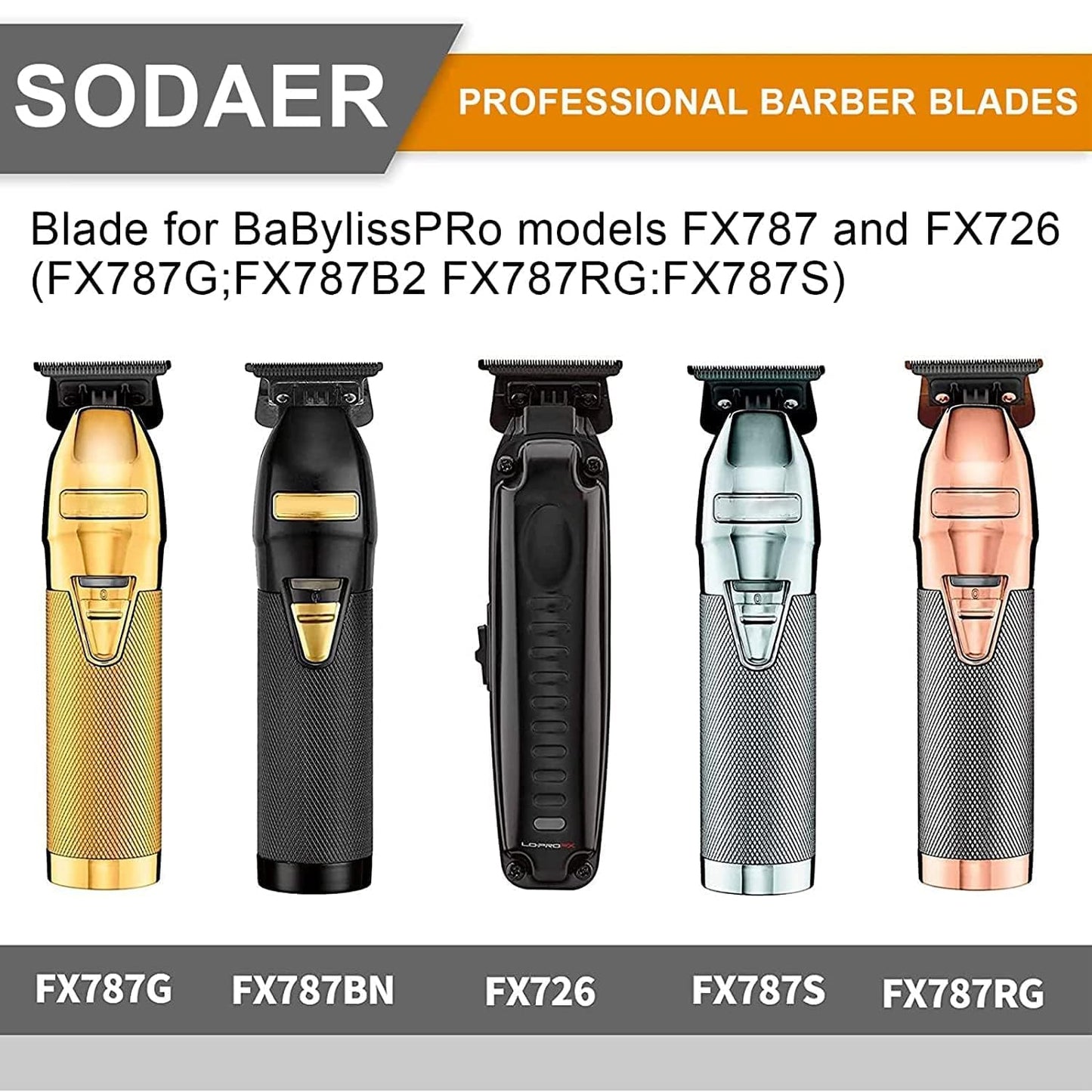 BaBylissPRO FX707ZB2 Replacement Blades - Compatible with FX787 & FX726 Trimmers - Black