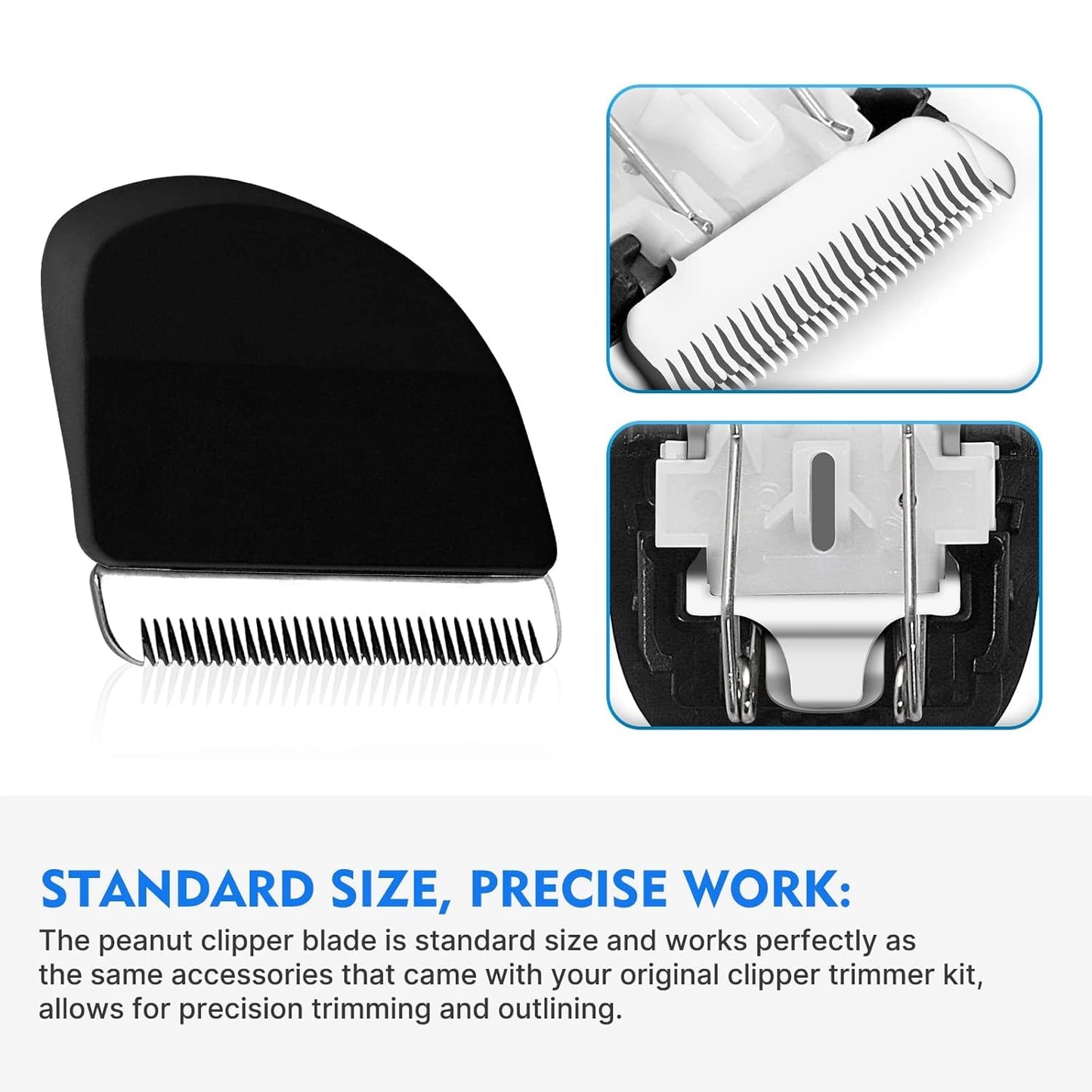 Wahl Peanut Clipper Blades - Precision Ground Replacement Blades with 4 Snap-On Guards | Black