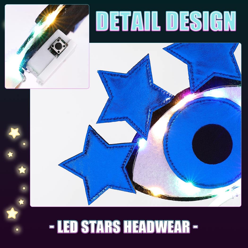 Nicute Light Up Eye Headband LED Star Headbands Cosplay Birthday Party Hair Accessories for Women and Girls (Blue)