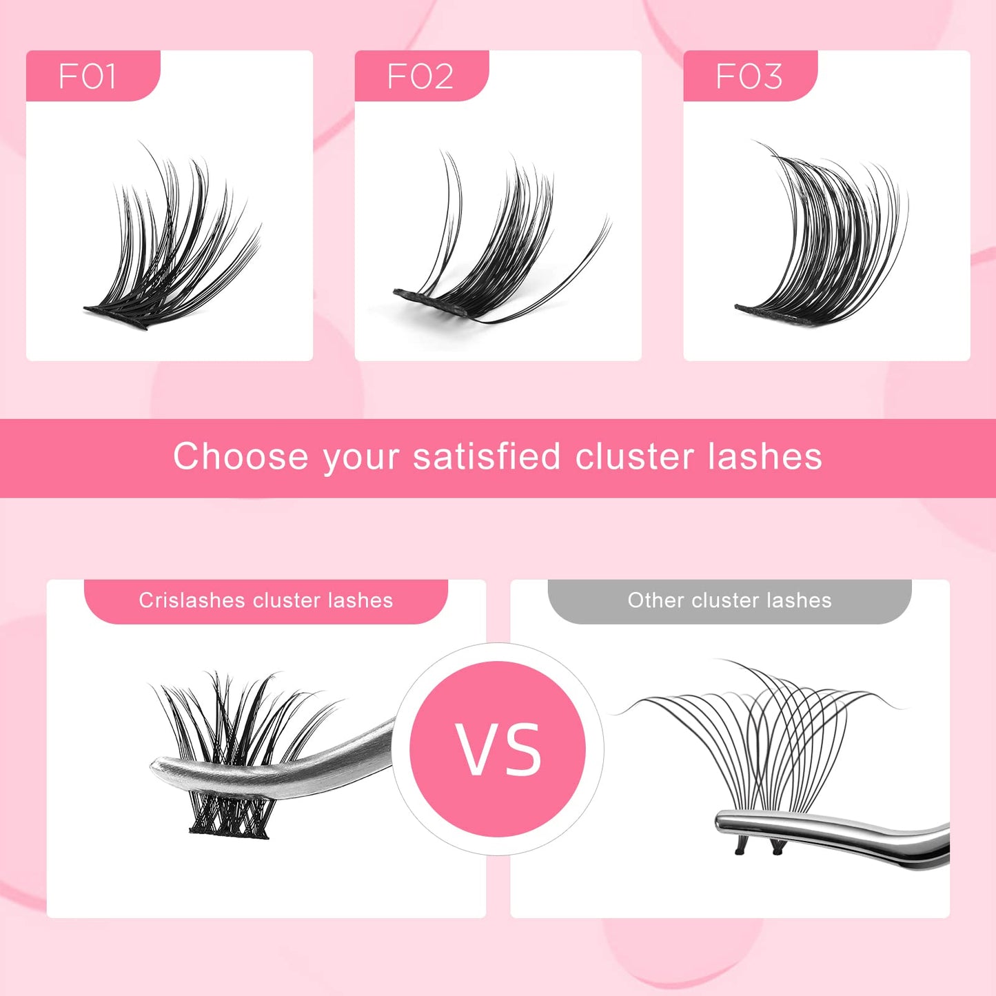 Cluster Lashes, Crislashes DIY Eyelash Extension 13 Rows, D Curl Mix 8-16mm Individual Cluster Eyelashes Natural Look, 78 pcs Reusable Cluster Eyelash Extensions at Home (F02-D Curl Mix 8-16mm)