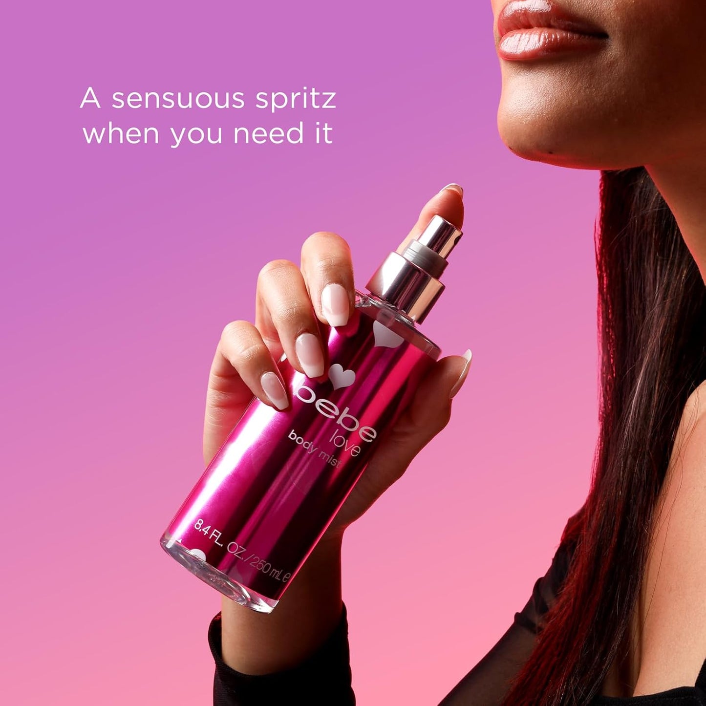 Bebe Love Body Mist - Floral Fruity Body Spray for Women - Romantic Scent with Sicilian Lemon & Redcurrant - 8.4 oz
