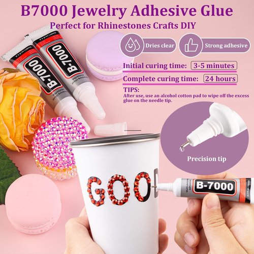 Resin Rhinestones for Crafting with 3Pcs 10ml B7000 Jewelry Glue, 2 Boxes Red Flatback Gems Crystals Diamond for Bedazzling Crafts DIY Nail Art Makeup,Gems for Clothing Tumblers Shoes