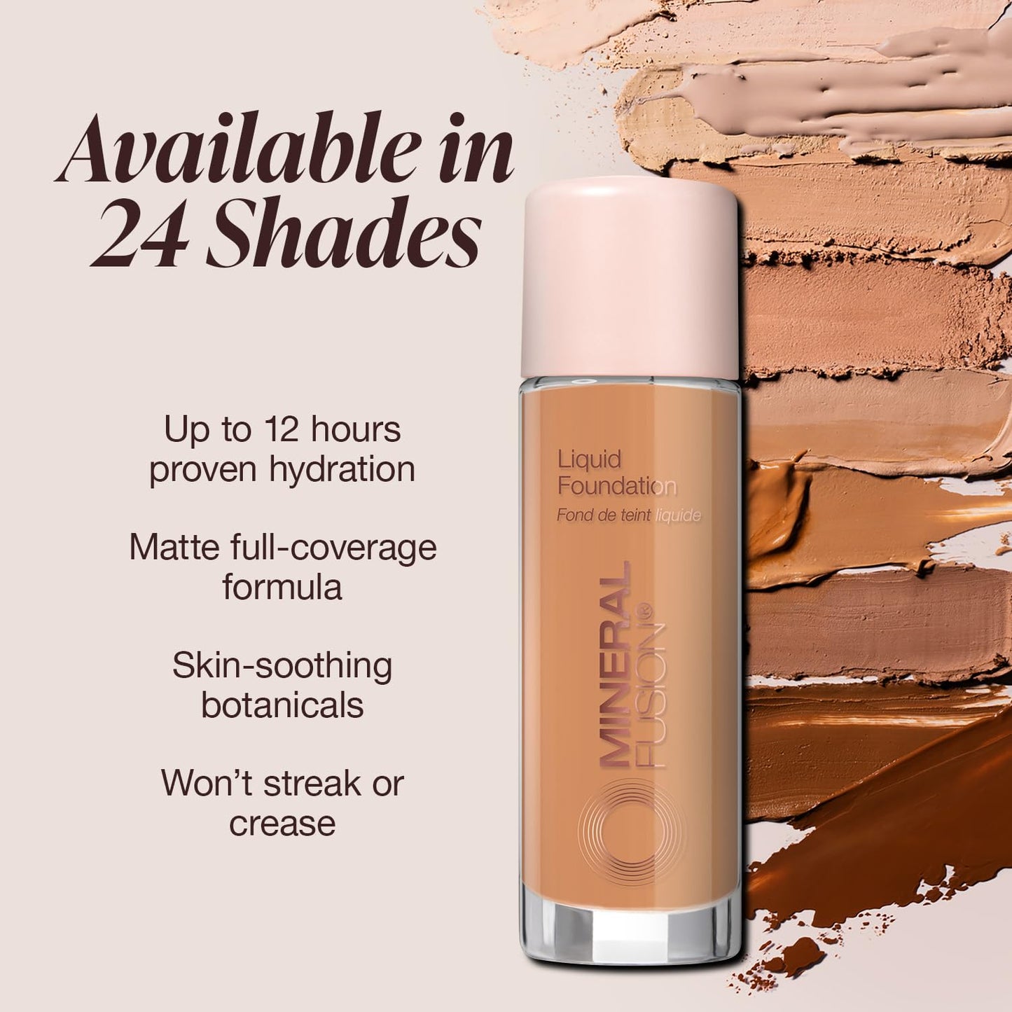 Mineral Fusion Full Coverage Foundation, Liquid Foundation - Neutral 3- Medium Complexion w/Neutral Undertones, Lightweight Matte Finish, Up to 12 Hr Hydration, Hypoallergenic & Vegan, 1 fl. oz