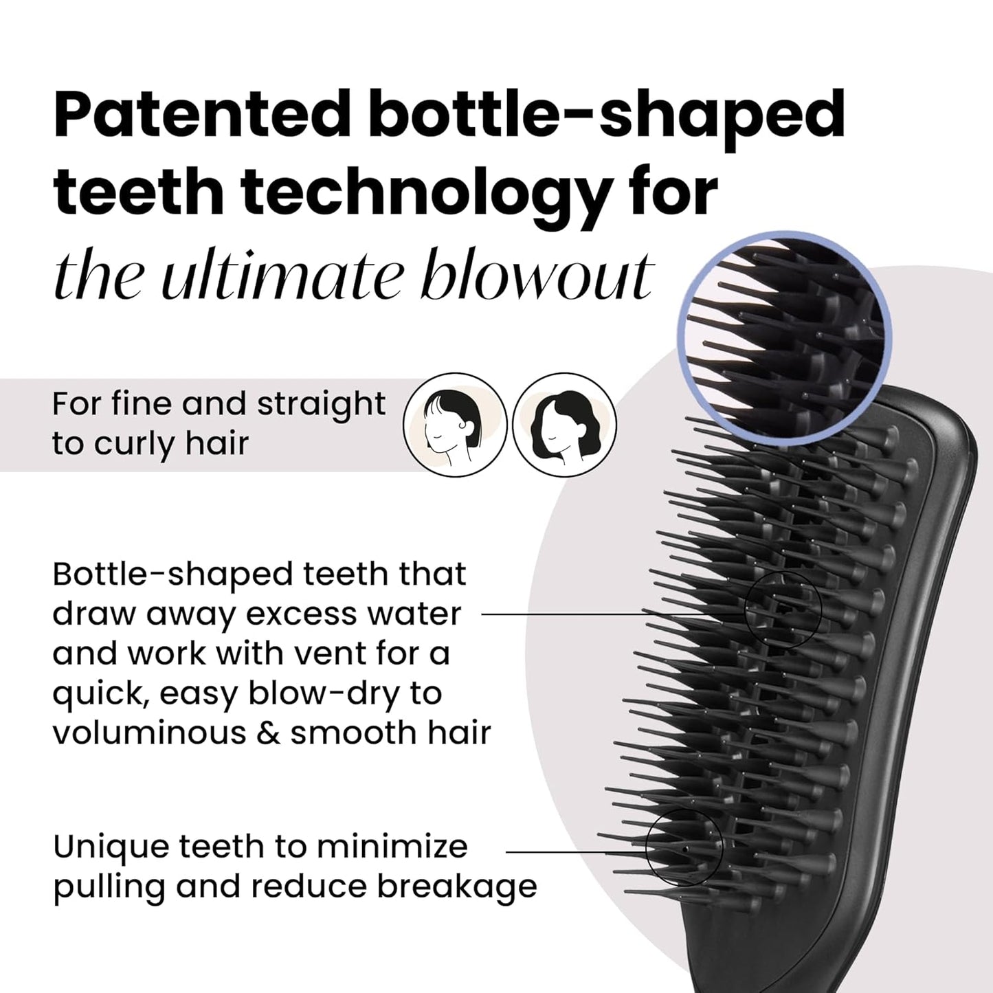 Tangle Teezer Ultimate Blow Dry Brush - Vented Hair Brush for Quick Blowouts | Adds Volume & Lift, Jet Black