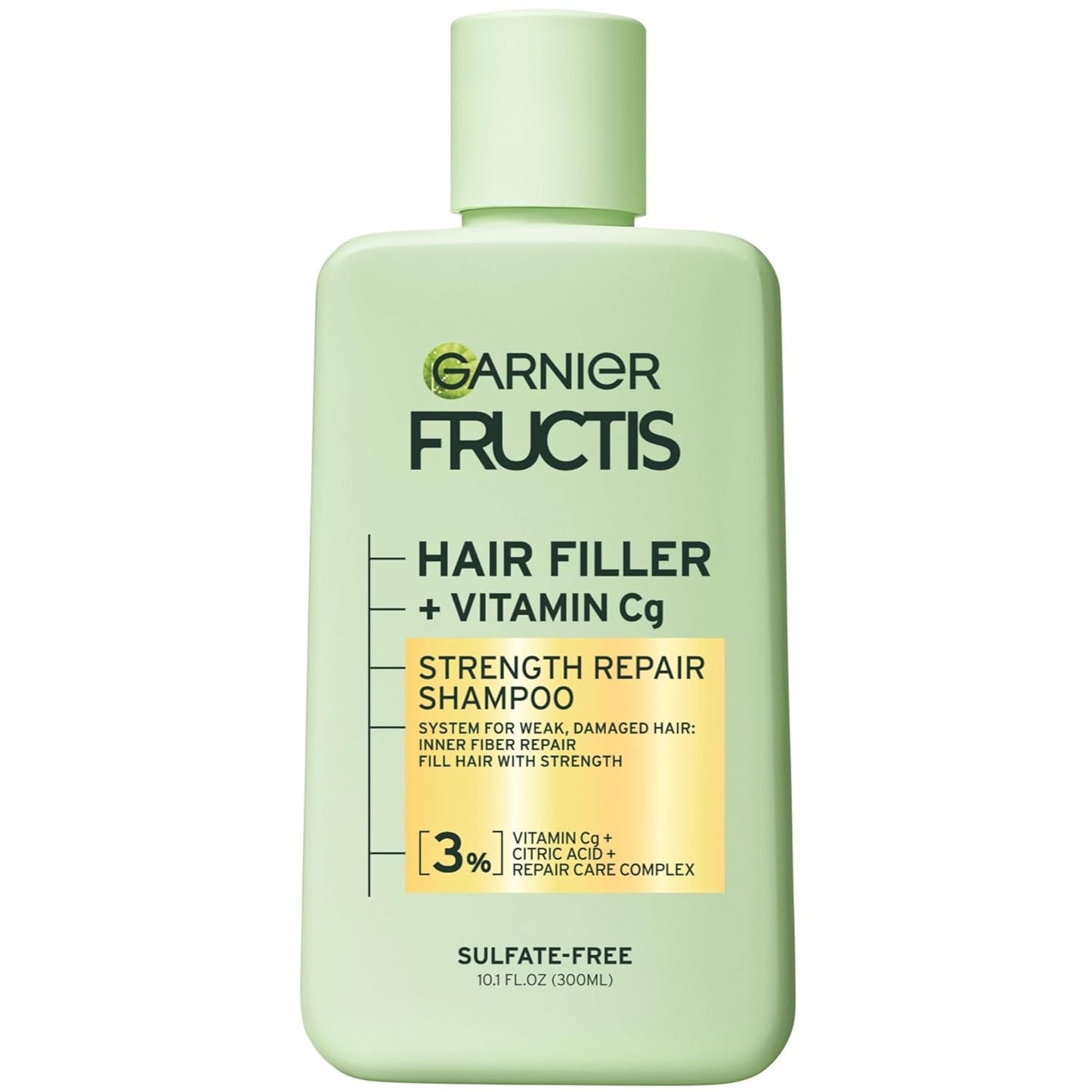 Garnier Fructis Hair Filler Shampoo - Strength Repair with Vitamin Cg | Sulfate-Free, 10.1 Fl Oz