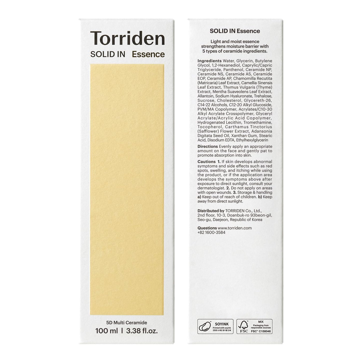 Torriden Ceramide Essence - Deep Hydration & Moisturizing | 100ml | 5 Types of Ceramides & Panthenol