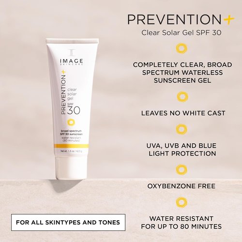 IMAGE Skincare Clear Solar Gel SPF 30 Sunscreen - Broad Spectrum, Weightless Finish, 1.5 oz