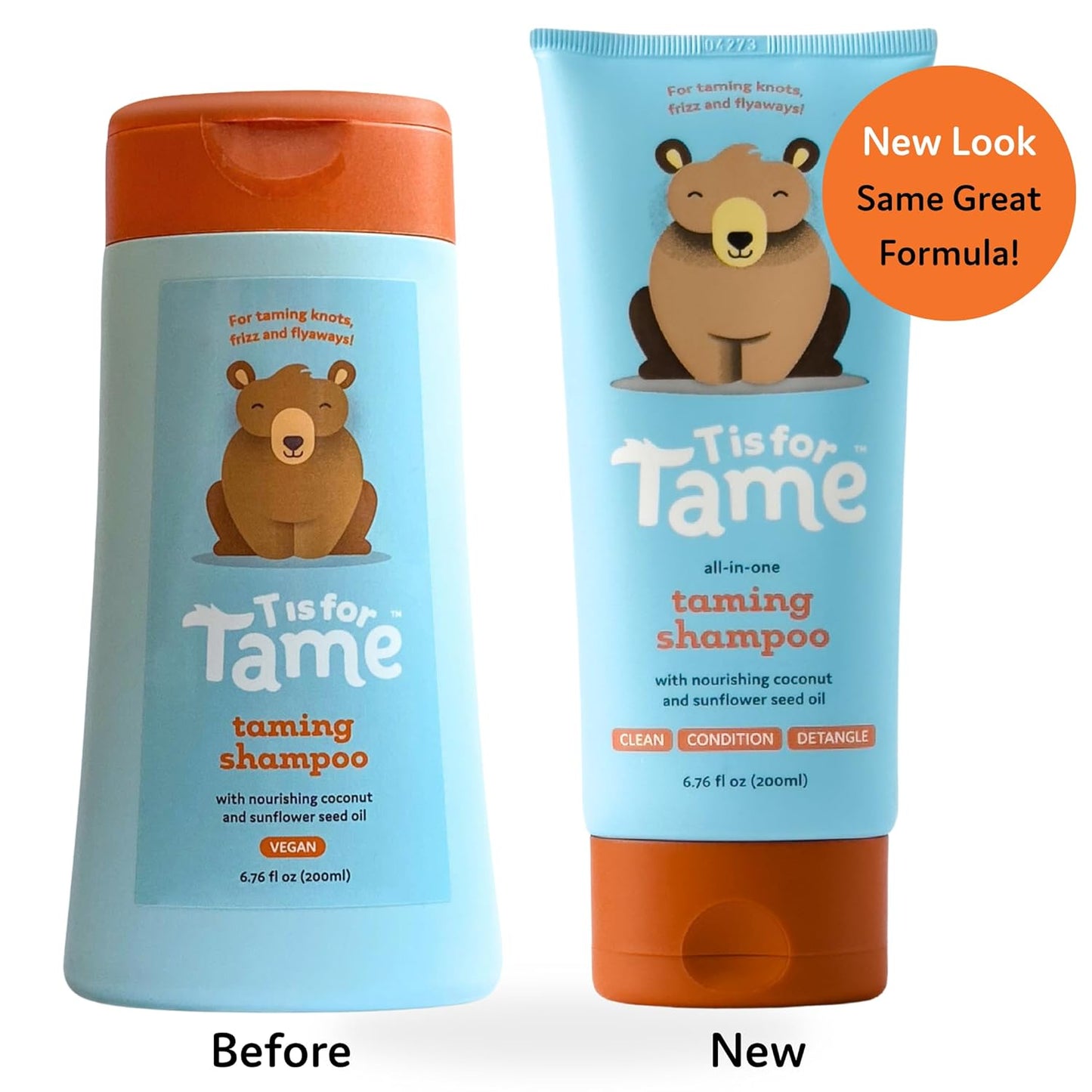 T Is For Tame - 3-in-1 Tear-Free Baby Shampoo, Conditioner & Detangler | Hypoallergenic, Plant-Based - 6.76 fl oz