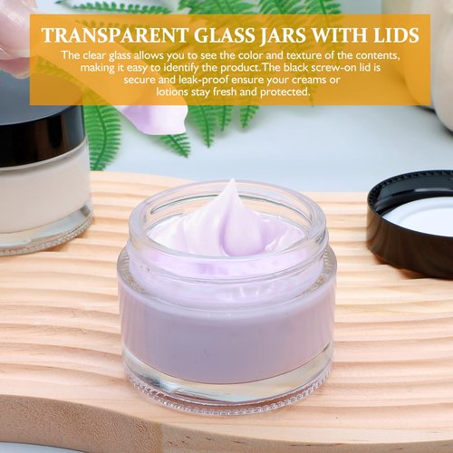 48 Pcs Clear Glass Jars with Black Lids,2 oz Empty Small Glass Jars with Inner Liners,Round Travel Size Sample Containers Mini Jelly Jars for Lotion,Cosmetic,Cream