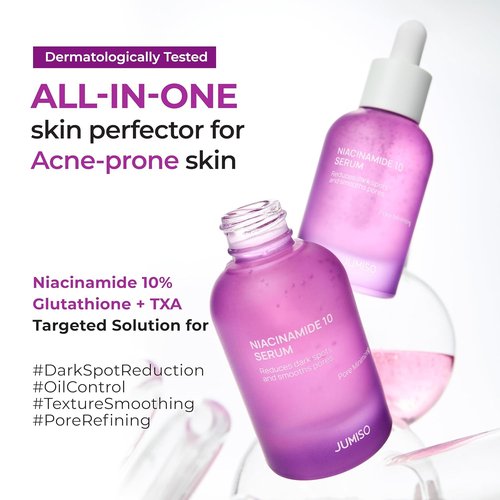 JUMISO Niacinamide 10 Serum - Brightening Face Serum with Glutathione & Centella - Reduces Pigmentation, 1.35 fl. oz.