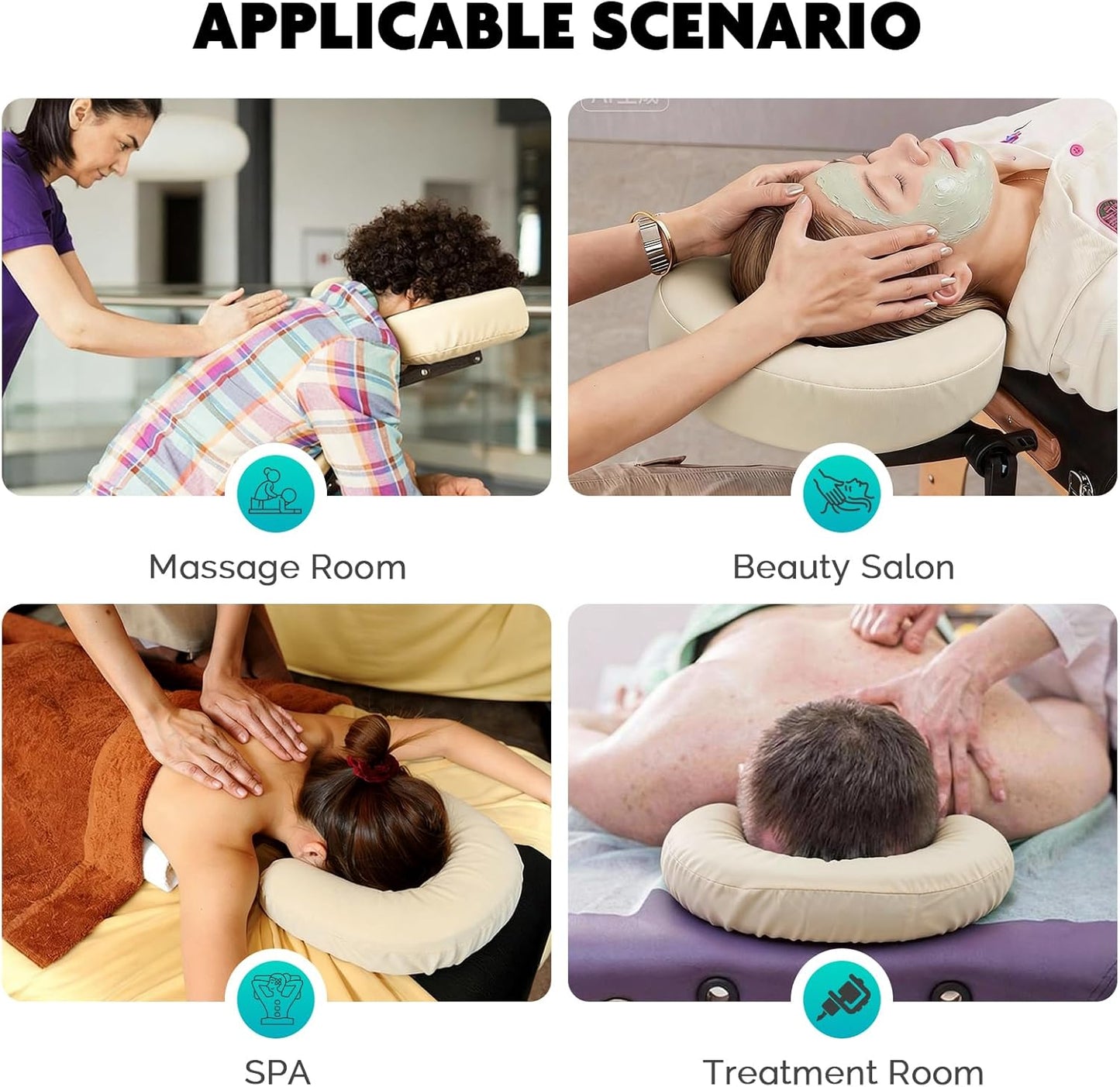 SINLAND Reusable Microfiber Face Cradle Covers - Extra Soft & Heavy Fitted Massage Table Cozies