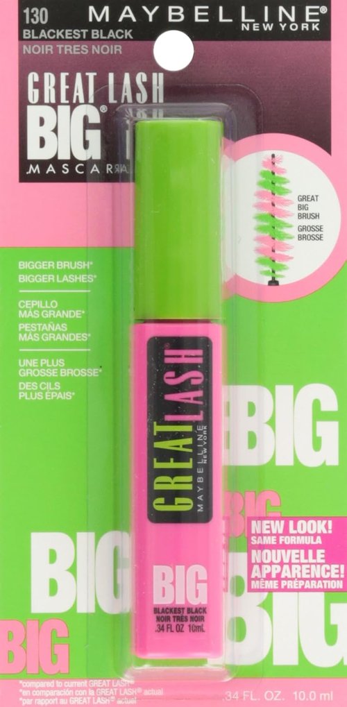 Maybelline New York Great Lash Big Mascara - Blackest Black, 0.34 Fl Oz | Volumizing Formula