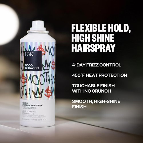 IGK Good Behavior Flexible Hairspray - Long-Lasting Hold & Frizz Control | 9.2 oz