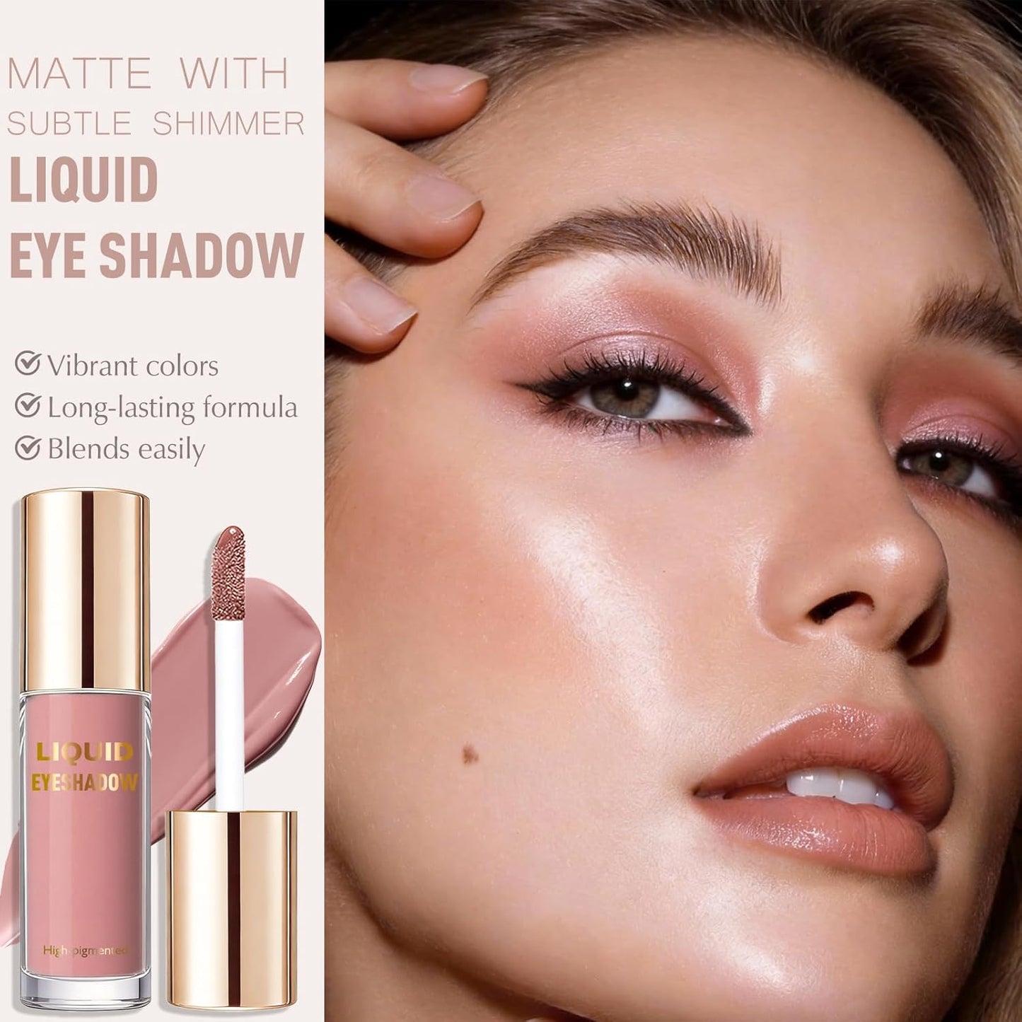 Skiennix Dusty Rose Liquid Eyeshadow - High-Pigmented Cream-to-Powder Formula for Smooth Blending | Multiuse Makeup for Eyes & Cheeks