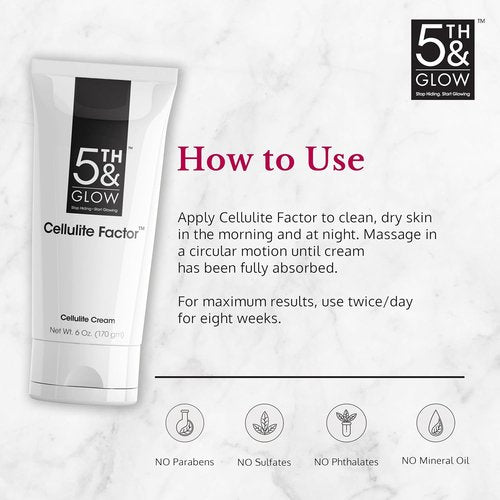 5th & Glow Cellulite Factor - Skin Tightening Cream for Body & Thighs - Firming Anti-Cellulite Lotion, 6 oz