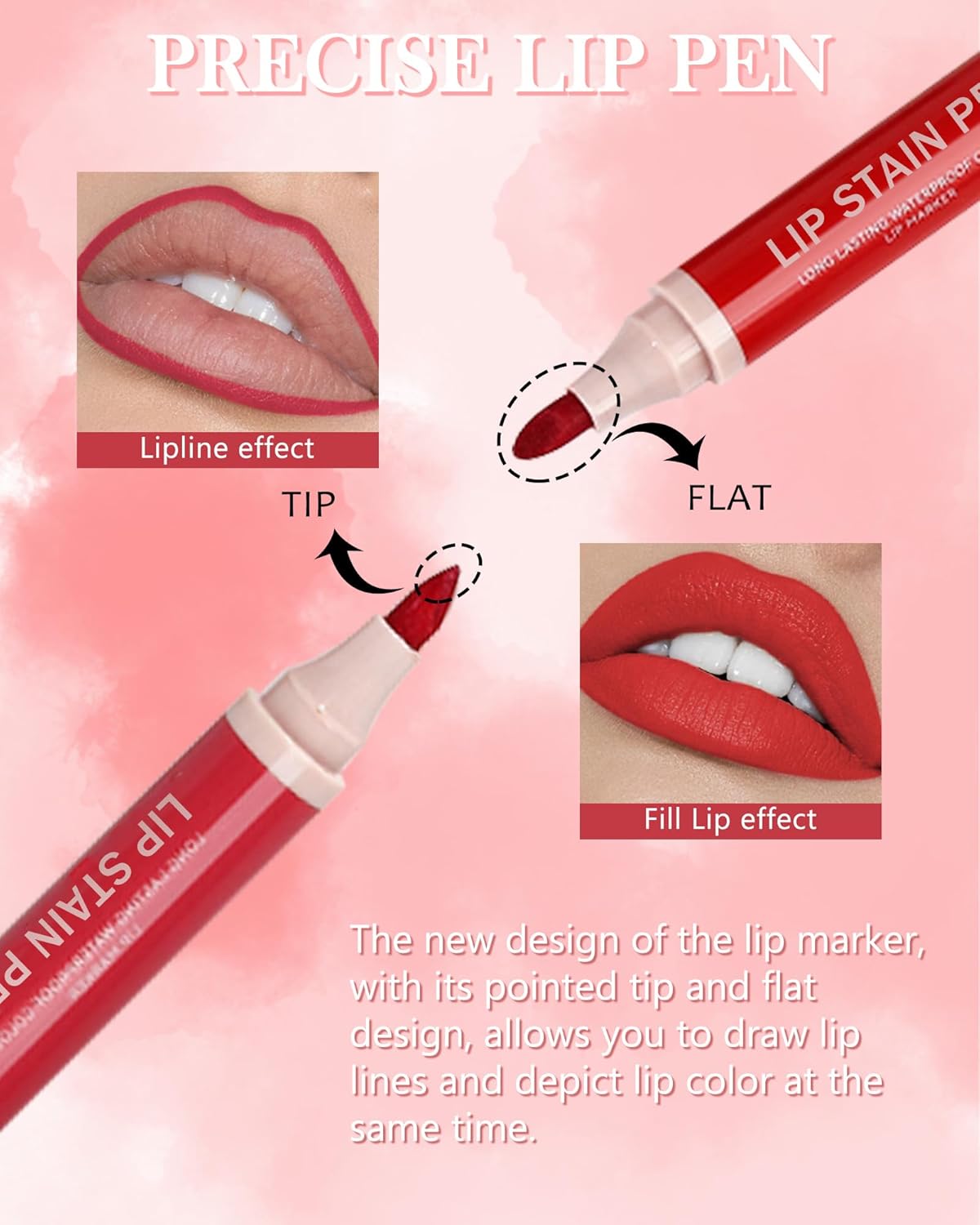 Skiennix Lip Stain Liner Pen Set | 4 Pcs Hydrating Lip Liner Kit with Long-Lasting Waterproof Matte Finish