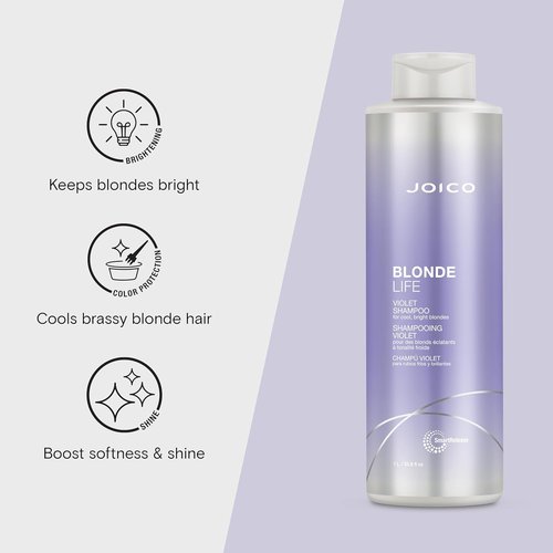 Joico Blonde Life Violet Shampoo - Neutralize Brassy Tones & Boost Shine | Sulfate-Free Formula