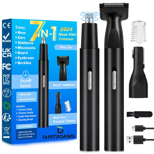 Nose Hair Trimmer for Men Women-2025 All-in-1 Professional Use for Nose Ear Hair Trimmer Clipper Pro-14,000RPM Motor,2 hrs Rechargeable Hair Trimmer Set with Dual Edge Blades