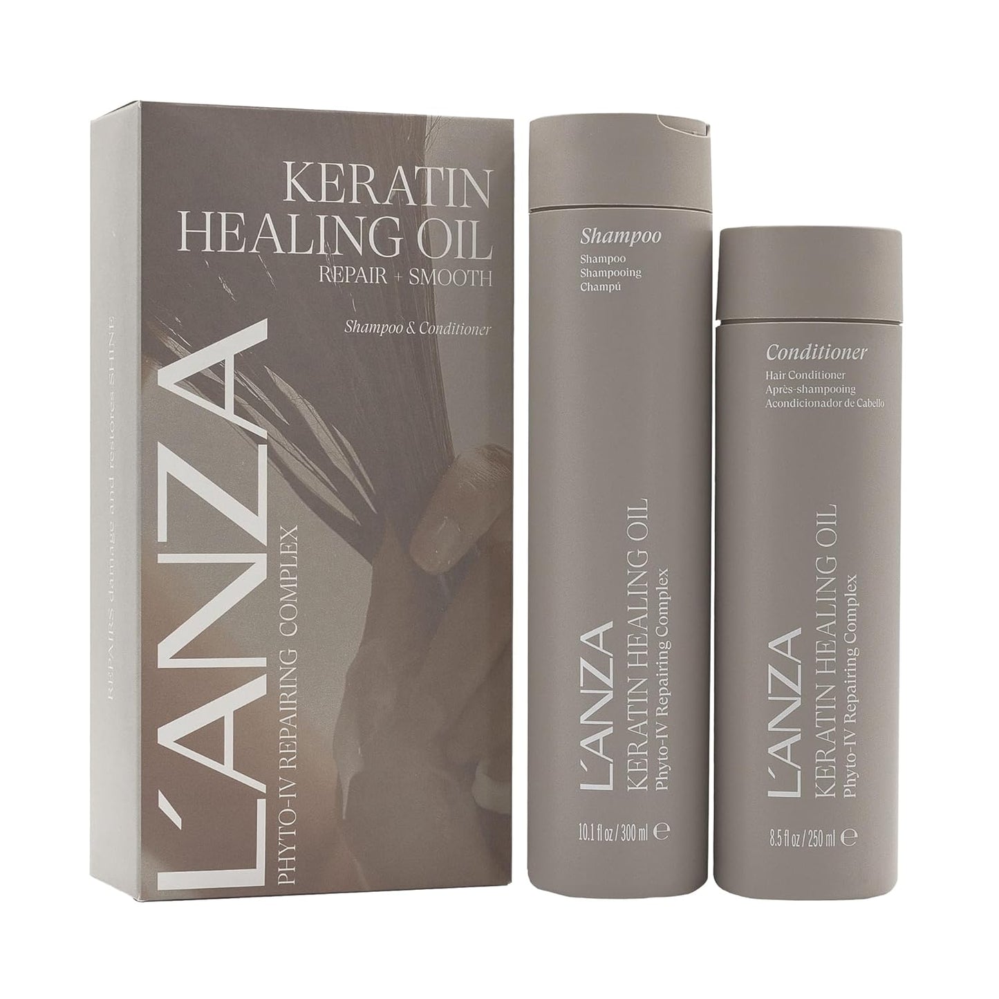 L'ANZA Keratin Healing Oil Shampoo & Conditioner Set - Moisturizing Care for Dry, Damaged Hair | Reduces Breakage & Adds Shine