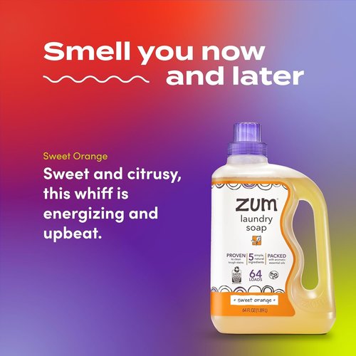 Indigo Wild Zum Laundry Soap - Plant-Based Liquid with Baking Soda & Essential Oils - Sweet Orange, 64 fl oz (2 Pack)