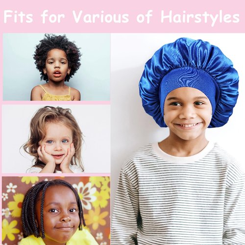 3 PCS Kids Bonnets for Girls,Bonnet for Kids,Silk Bonnet for Sleeping Kids,Showr,Toddler Bonnet