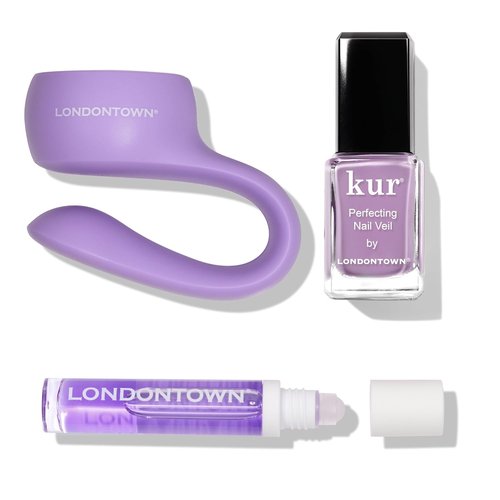 LONDONTOWN Violet Vibes Nail Polish Set - Sheer Lilac Tint with Polish Holder & Cuticle Oil for Healthy Nails