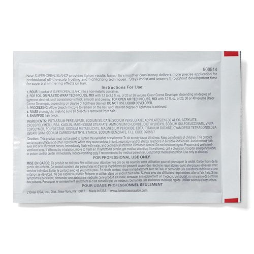 L'Oreal Technique Super Oreal Blanc Hair Lightener - Creamy No-Drip Bleaching Powder, 1.13 Oz