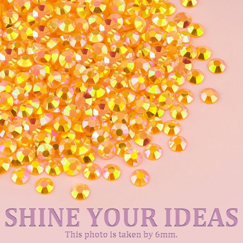 Resin Jelly Rhinestones for Crafting with B7000 Jewelry Glue, 1 Box Light Orange AB Flatback Crystal with 3Pcs 10ml Glue, Bedazzling Non Hotfix Gems for DIY Tumblers Clothing Shoes Manicure