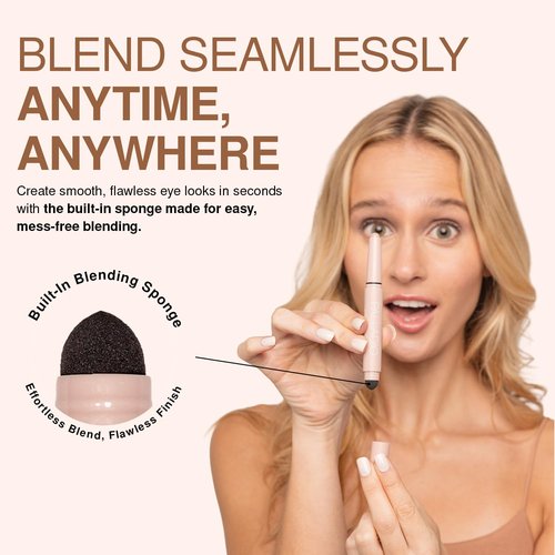 Palladio Waterproof Eyeshadow Stick with Blending Sponge, Long Lasting & Effortless Application, Smudge Free & Crease Proof Formula, Matte & Shimmer Shades, Buildable Eye Shadow (Chocolate Shimmer)