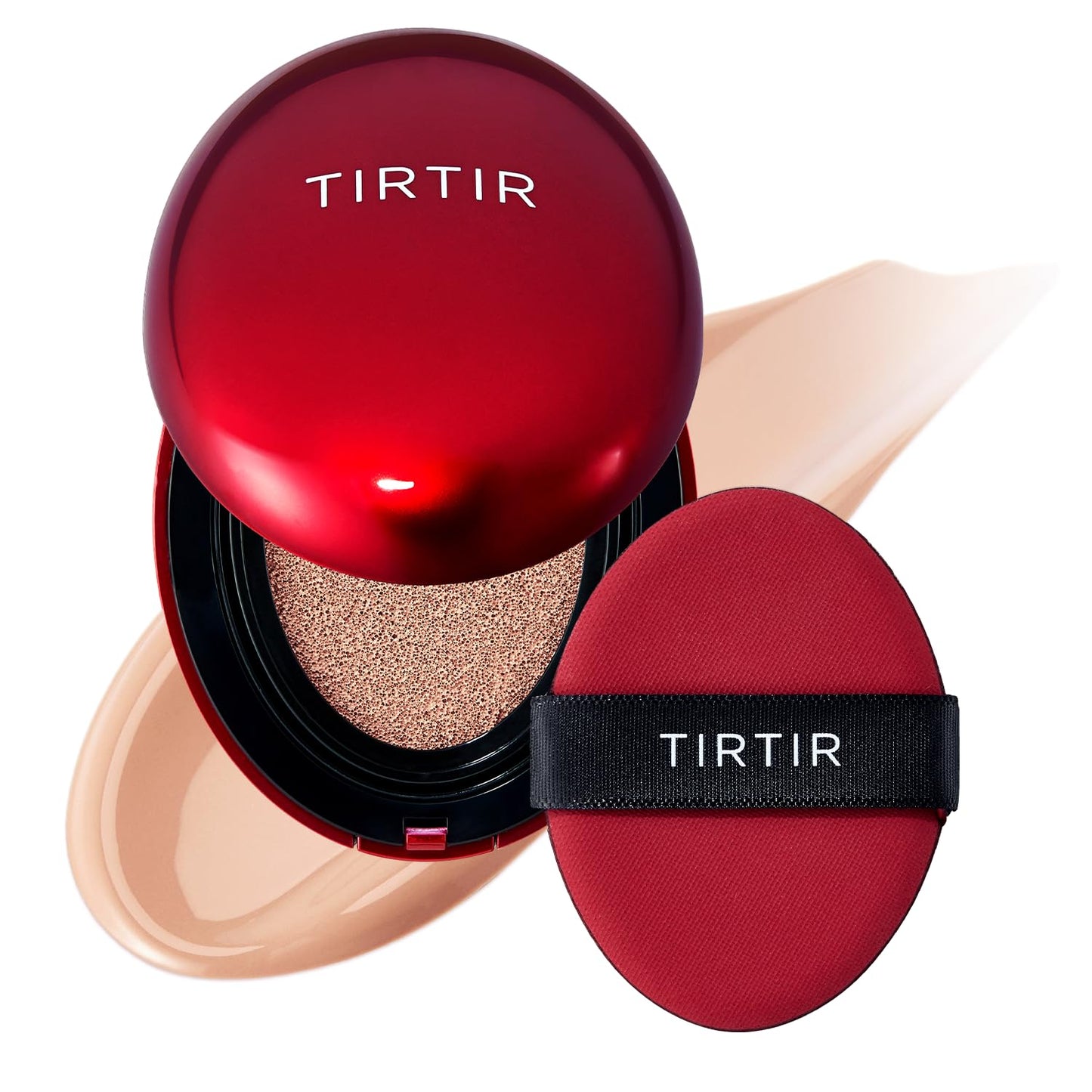 [*Mini Size*] TIRTIR Mask Fit Red Cushion Foundation | Full coverage, Weightless, Skin fit, Satin Glow Finish, Korean Makeup Cushion Foundation (#22C Peach Beige, 0.15 Fl Oz)