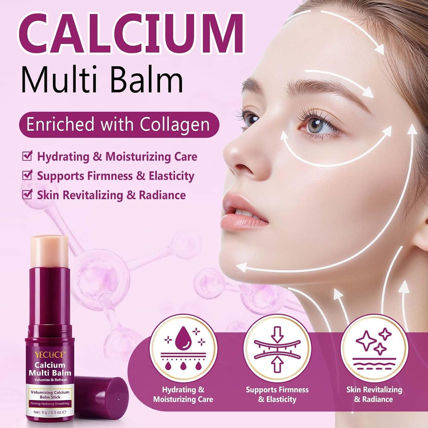 Skiennix Calcium Multi Balm - Anti-Aging Moisturizing Stick for Eyes, Neck & Face | 9g (2PCS)