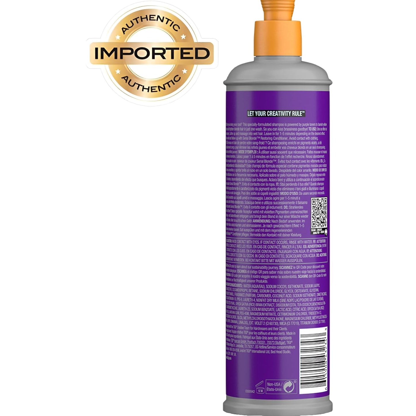 Bed Head by TIGI Purple Toning Shampoo - Neutralizes Brass Tones for Cool Blondes, 13.53 fl oz