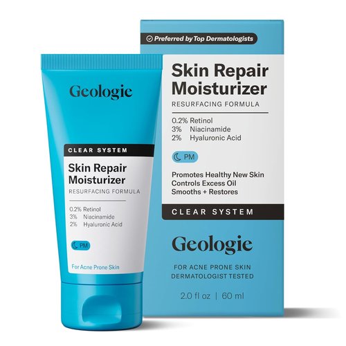 Geologie Skin Repair Moisturizer - Retinol Resurfacing Face Cream for Blemish Prone Skin | 60 ML