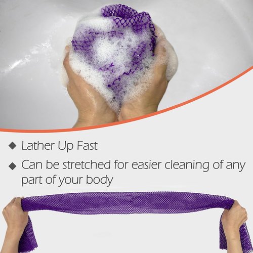 African Net Sponge | Authentic Exfoliating Body Scrub Net with Knots - Purple & Black Bath Sponge