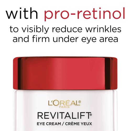 L'Oreal Paris Revitalift Anti-Wrinkle Eye Cream - Firming Treatment for Dark Circles, Fragrance-Free, 0.5 oz