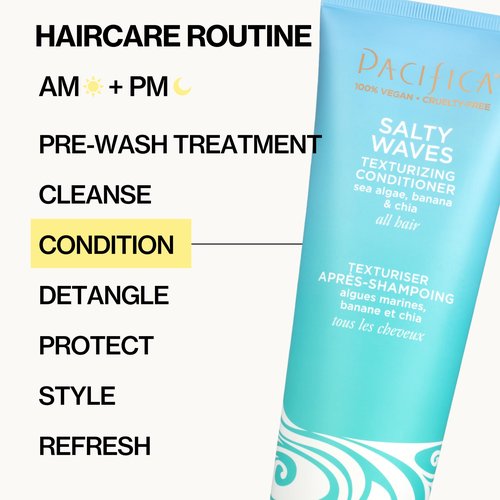 Pacifica Beauty Salty Waves Texturizing Shampoo + Texturizing Conditioner | For All Hair Types | Perfect and Effortless Beach Hair | 100% Vegan & Cruelty Free | Sulfate + Paraben Free