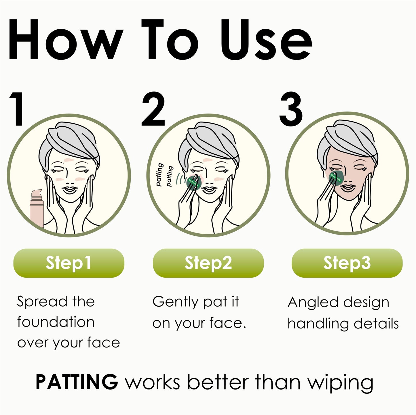 COOL-ANGLE 5Pcs Makeup Sponge For Foundation Concealer And Powder, Latex Free Blender Sponge For Natural And Easy Makeup Soft Long-lasting And Beginner-friendly, Green, Medium